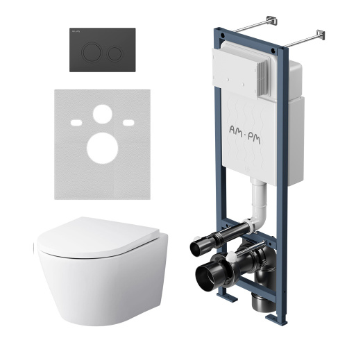 Комплект унитаз с инсталляцией с клавишей смыва Am.Pm Sense IS110138.741701 - фото 2