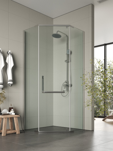 Душевой уголок Agger A03-090TCR/G 86х86 стекло прозрачное профиль хром глянцевый без поддона - фото 4