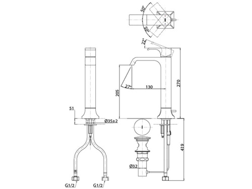 Смеситель TOTO TLG08305R на столешницу хром - фото 2