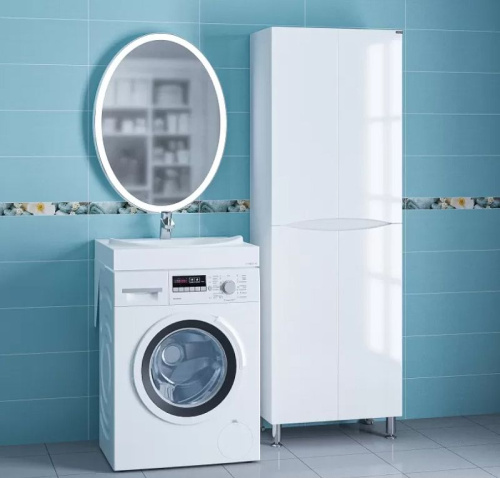 Раковина из искусственного камня СанТа Сатурн 900126 60х55 над стиральной машиной цвет белый - фото 4