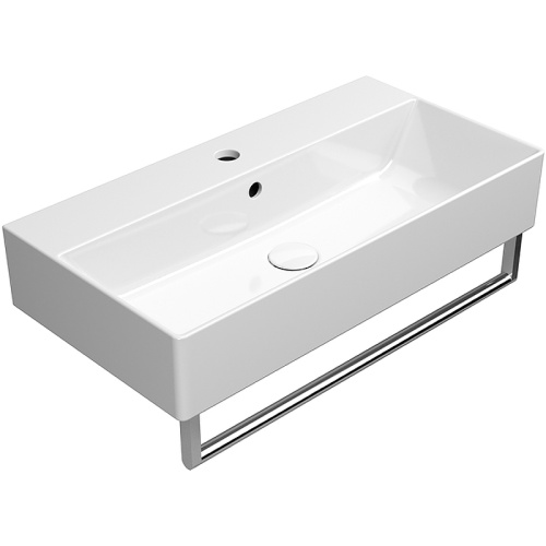 Раковина из санфаянса GSI Kube X 9455111_УЦ 70х37 подвесная цвет белый 1 отверстие под смеситель - фото 2