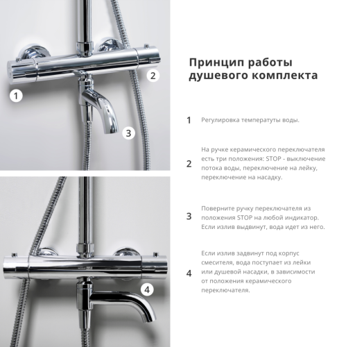 Душевая стойка WasserKRAFT SK18801CH настенная цвет хром - фото 3