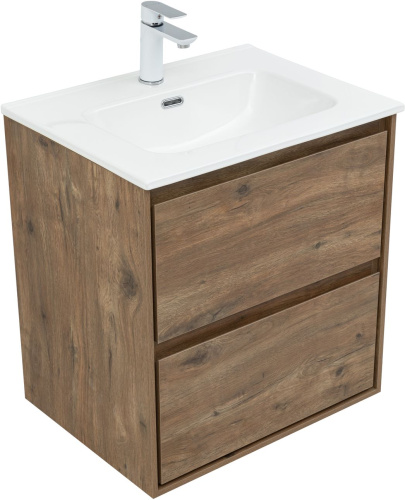 Тумба под раковину Aquanet Милан 00336377 60х45х64 подвесная цвет темное дерево - фото 4