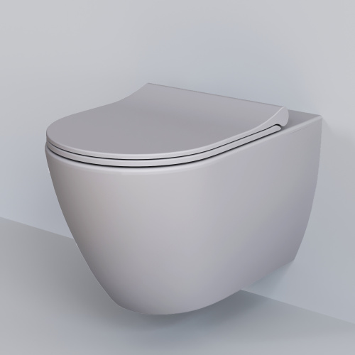 Чаша унитаза подвесная Ambassador Queen 113T20301R цвет серый матовый без сиденья каскадный смыв - фото 2