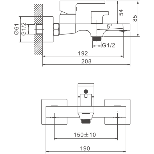 Смеситель для ванны и душа BELZ B60658 настенный хром - фото 2