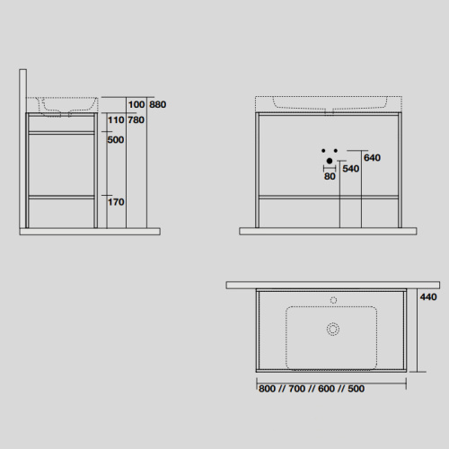 Консоль под раковину Kerasan Cento 924331 80х45х78 напольная цвет черный матовый - фото 2