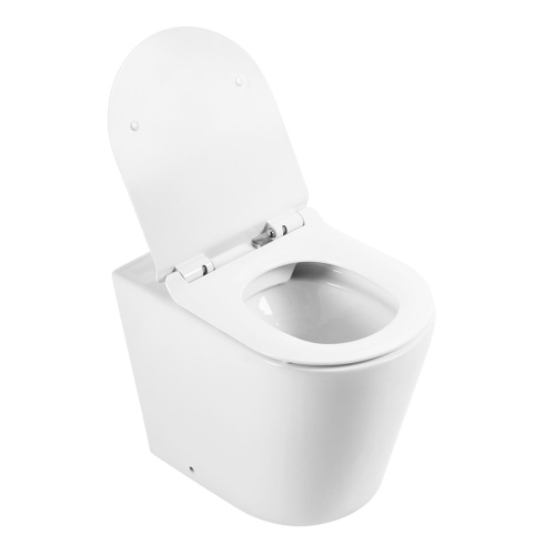 Чаша унитаза приставная BelBagno FLAY-R BB1003CBR цвет белый без сиденья безободковая каскадный смыв - фото 2