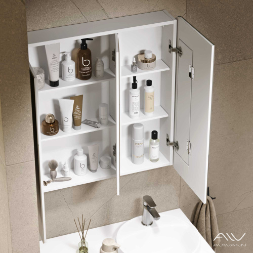 Зеркало-шкаф Alavann Cosmetic ALV0727001 80х15х80 подвесной цвет белый - фото 2