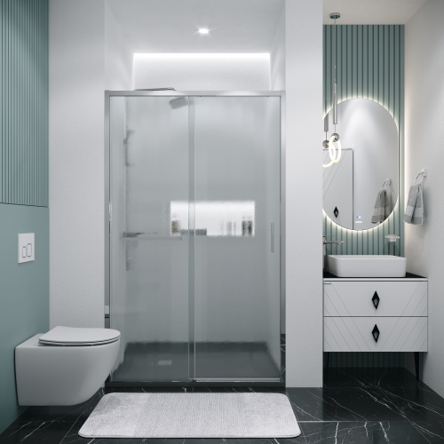 Душевая дверь Grossman Style 100.K33.05.120.10.02 120х195 стекло текстурное профиль хром глянцевый - фото 3