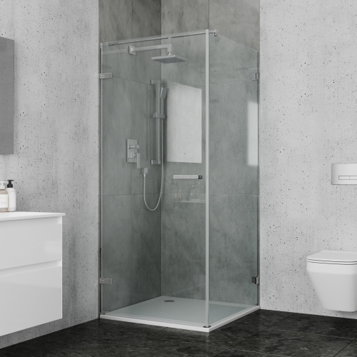 Душевой уголок Ambassador Abner 10011102L 100х100 стекло прозрачное профиль хром глянцевый без поддона - фото 2