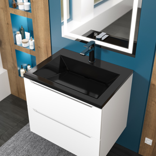 Раковина из искусственного мрамора Uperwood Olivia ROlivia60bg 60х45 полувстраиваемая цвет черный глянцевый - фото 2