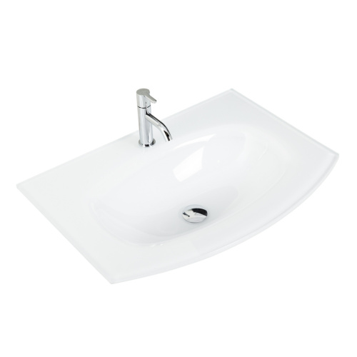 Раковина стеклянная Cezares 82410 70х52 подвесная цвет белый 1 отверстие под смеситель - фото 2