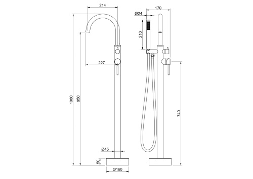 Смеситель Aquatek ЕВРОПА AQ1345CR напольный хром - фото 5