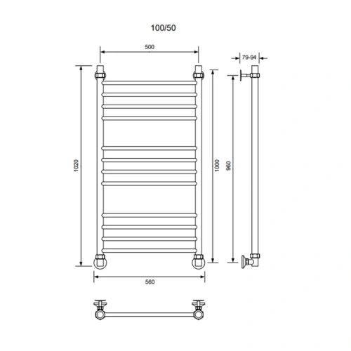Полотенцесушитель Veconi Voga V10050GR 50х100 водяной графит - фото 3