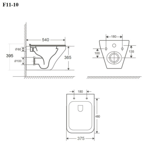 Унитаз подвесной Bond Cube F11-10 белый с сиденьем микролифт безободковый душевой смыв - фото 3