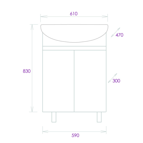 Тумба под раковину Onika Милтон 106146 59х30х68 напольная - фото 3