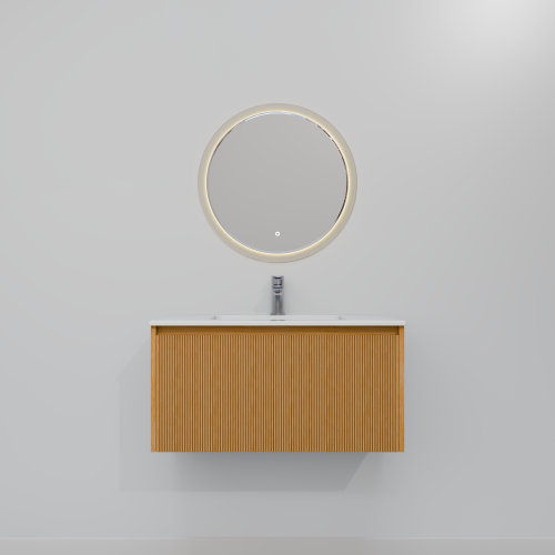 Тумба с раковиной+зеркало Art Decco Elizabeth (Элизабет) AEL08W11S2MF 80x45x40 подвесная цвет белый дуб - фото 4