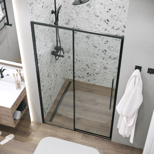 Душевая дверь Grossman Galaxy 100.K33.01.130.21.00 130х195 стекло прозрачное профиль черный матовый - фото 5