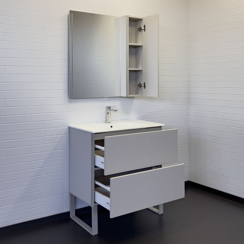 Тумба с раковиной Comforty Бильбао 00-00017176CF 81х47х85 напольная цвет серый шелк - фото 5