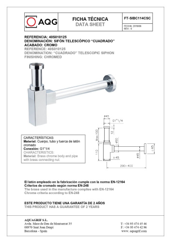 Сифон AQG 40S010125 цвет хром - фото 2