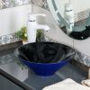 Раковина из сантехнического фарфора Melana 7020-B1+B18-806 40х40 накладная цвет черный/синий без отверстий под смеситель