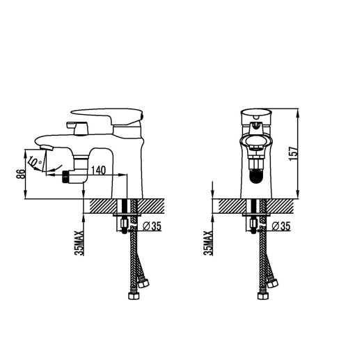 Смеситель для ванны LeMark Status LM4415C на борт ванны хром - фото 2