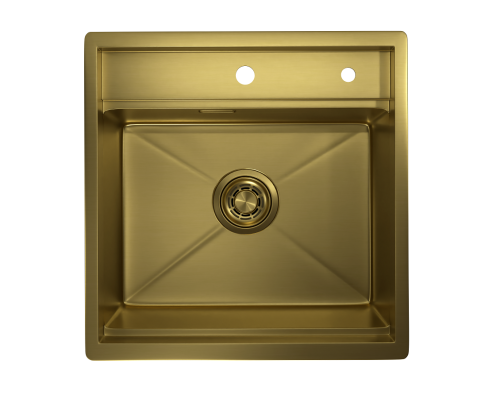 Кухонная мойка Granula Kitchen Space 5051, ЗОЛОТО САТИН 50х51 цвет золото сатин поверхность матовая - фото 2
