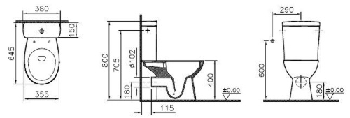 Унитаз напольный с бачком Vitra S10 9822B003-7204 белый с сиденьем микролифт безободковый смыв торнадо - фото 2