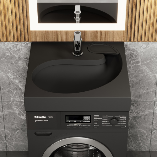 Раковина из литьевого мрамора Uperwood Comforty 2930205138 60х60 над стиральной машиной цвет черный - фото 4