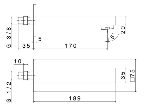 Излив Kerama Marazzi FUTURA 66487KM.21.018 настенный хром - фото 2
