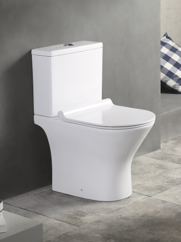 Унитаз напольный с бачком Agger AT07000 белый с сиденьем микролифт безободковый каскадный смыв - фото 4