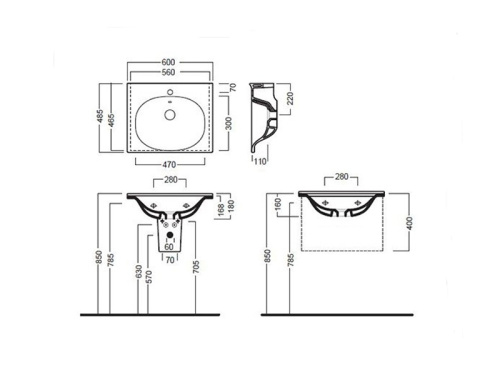 Раковина из санфаянса Hatria LE FIABE Y1BR01 60х49 подвесная цвет белый - фото 3