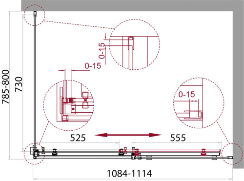 Душевой уголок BelBagno ACQUA ACQUA-AH-1-110/80-C-Cr 110х80 стекло прозрачное профиль хром глянцевый без поддона - фото 2