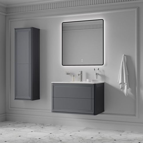 Шкаф-пенал IDDIS Oxford Neo OXN40D0i97 41х28х135 подвесной цвет темно-серый - фото 2