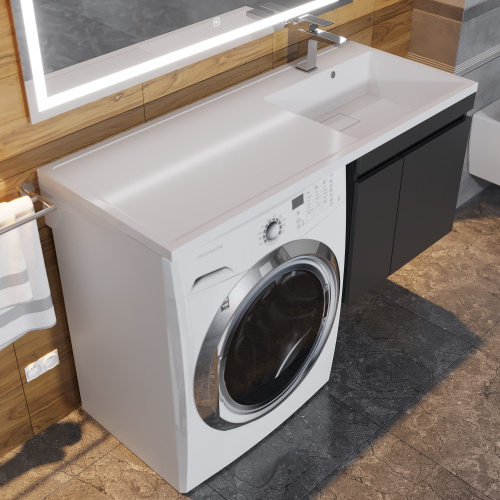 Раковина из литьевого мрамора Uperwood Magenta 2490000011 110х50 над стиральной машиной цвет белый - фото 4