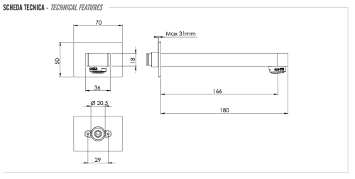 Излив Remer Class Line 91L настенный хром - фото 2