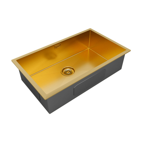 Кухонная мойка Paulmark GERBERG 74 UNI PM257444-BG 69х39 цвет брашированное золото поверхность матовая - фото 2