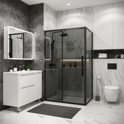 Душевая перегородка Grossman Cosmo 200.K33.02.90.21.10 90х195 стекло тонированное профиль черный матовый - фото 3