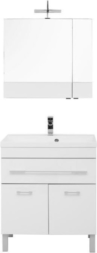 Комплект мебели: тумба с раковиной + зеркало-шкаф Aquanet Верона 00287659 75x48x155 напольный цвет белый - фото 3