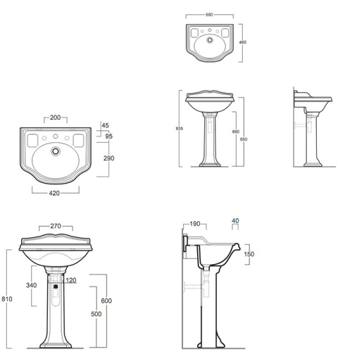Раковина из санфаянса Simas Arcade AR814bi*3 59х46 подвесная цвет белый 3 отверстия под смеситель - фото 2