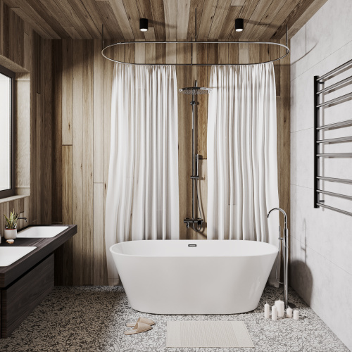 Ванна акриловая Grossman Forta GR-1503 170х75 отдельностоящая овальная с каркасом - фото 4