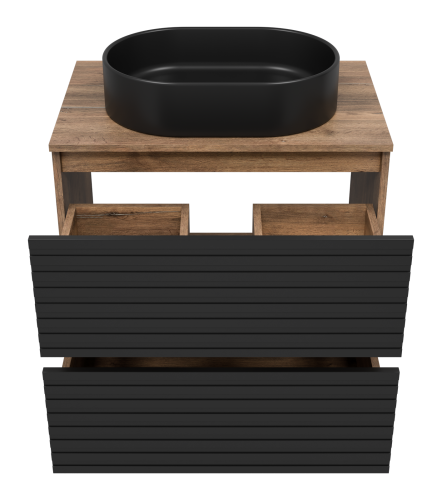 Тумба под раковину Brevita Dakota DAK-07070-19/02-2Я 70х48х62 напольная цвет черный/коричневый - фото 3
