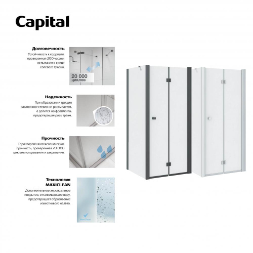 Душевая дверь Roca CAPITAL 7.M450.9.016.M 90x195 стекло прозрачное профиль черный - фото 2