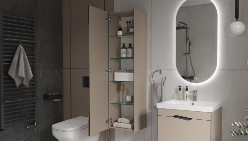 Пенал Velvex Krona 40х31х148 360 серый камень подвесной цвет серый камень - фото 3