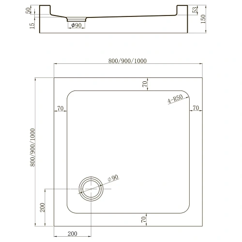 Душевой поддон Veconi Tezeo acrylic TZ52-100-C5 100х100 акрил белый с ножками - фото 2