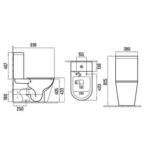 Унитаз напольный с бачком Melana MLN-310307MB черный с сиденьем микролифт безободковый смыв торнадо - фото 2
