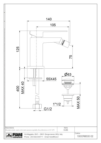 Смеситель Fiore Kube 100NN8535 на биде черный матовый - фото 2