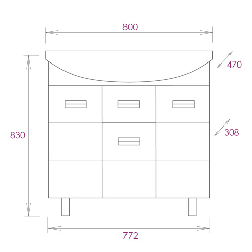 Тумба под раковину Onika Балтика 108023 77х31х68 напольная - фото 3