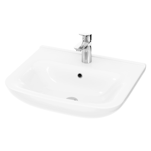 Раковина из сантехнического фарфора Am.Pm Like C804221WH 55х46 подвесная цвет белый глянцевый 1 отверстие под смеситель - фото 2