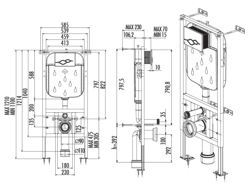 Инсталляция для подвесного унитаза Creavit GR5003.01 - фото 2